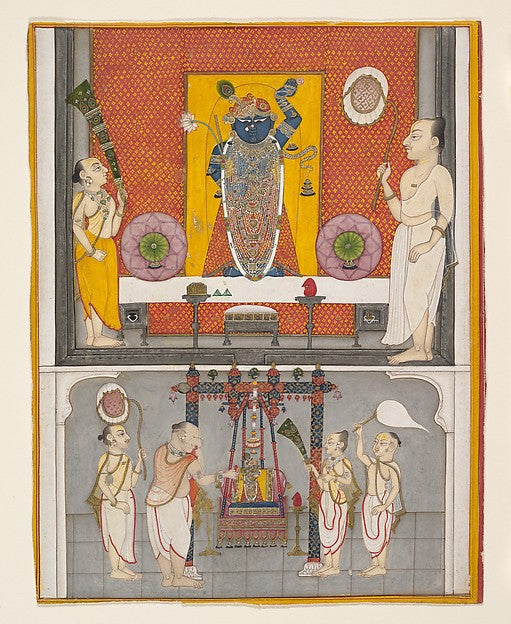 Priests before Shri Nathji c1820,  Poster Print Wall Art