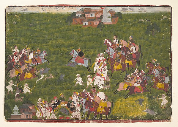 Maharana Sangram Singh Hunting Wild Boar c1725,  Poster Print Wall Art