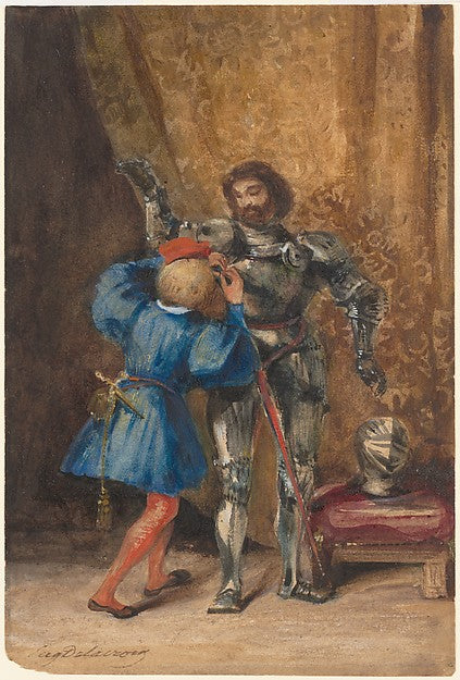Göetz von Berlichingen Being Dressed in Armor by His Page Geor,  Poster Print Wall Art