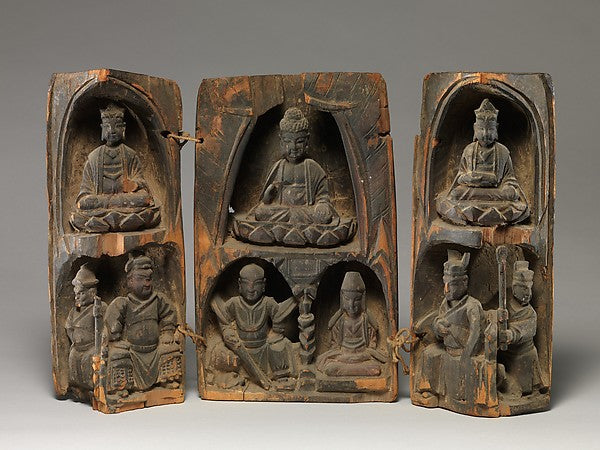Portable Shrine with Buddhist Deities Guardians and Donors 16,  Poster Print Wall Art