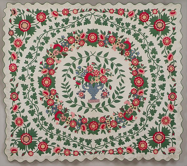 Floral Applique Quilt c1850-Emeline Travis Ludington, Poster Print - Wall Art