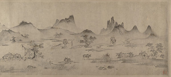 Ming China,One Hundred Buffaloes 13th cent-Unidentified Ar,  Poster Print Wall Art