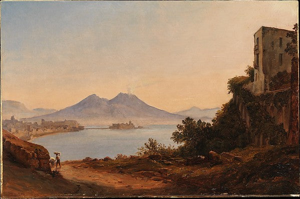 Franz Ludwig Catel:The Bay of Naples with Vesuvius and Caste-16x12"(A3) Poster