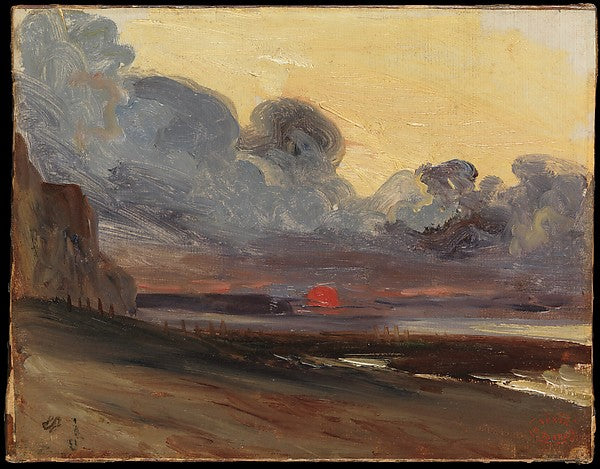 Eugène Isabey:Sunset on the Normandy Coast possibly 1830s-16x12"(A3) Poster