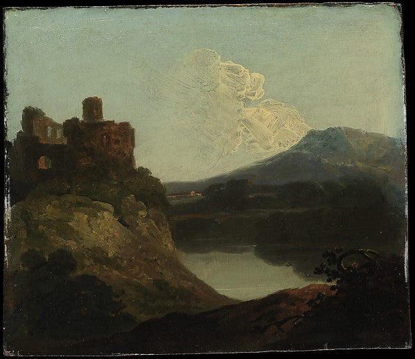 Richard Wilson:Welsh Landscape with a Ruined Castle by a Lak-16x12"(A3) Poster