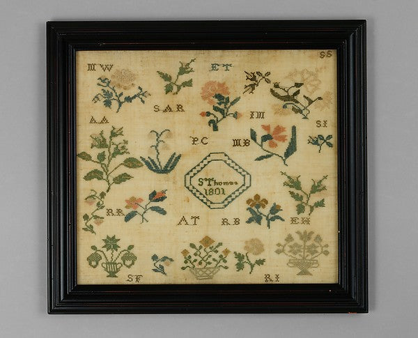 Embroidered sampler 1801 Sarah Thomas,  Poster Print