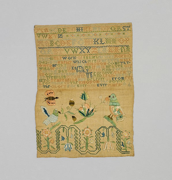 Embroidered Sampler 1742 Isabel Newby,16X12
