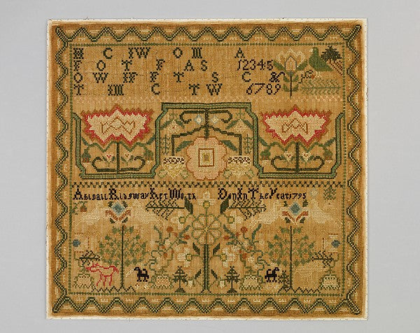 Embroidered Sampler 1795 Abigail Ridgway,  Poster Print Wall Art