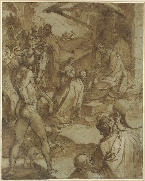 The Adoration of the Magi 1550–78-Raffaellino da Reggio ,  Poster Print Wall Art