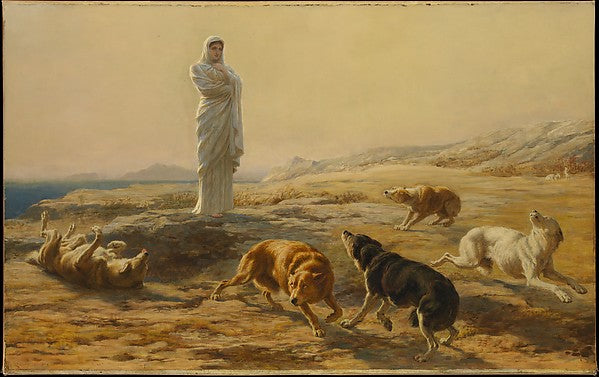 Briton Riviere:Pallas Athena and the Herdsman's Dogs 1876-16x12"(A3) Poster