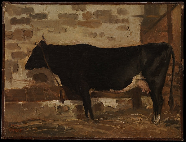 Camille Corot:Cow in a Barn -16x12"(A3) Poster