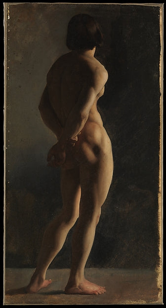 Hippolyte Flandrin , or Paul Flandrin:Male Nude Seen from Be-16x12"(A3) Poster