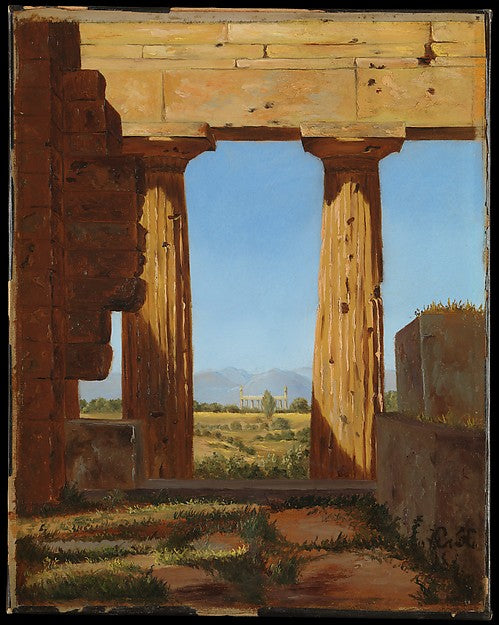 Constantin Hansen:Columns of the Temple of Neptune at Paestu-16x12"(A3) Poster