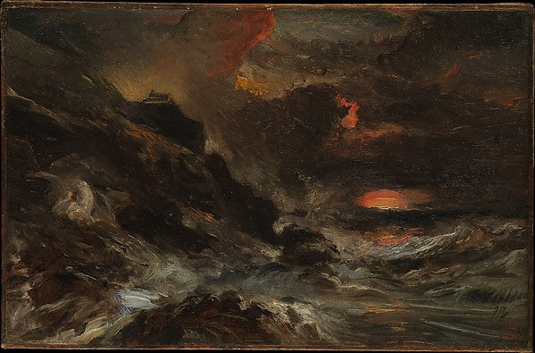 Eugène Isabey:A Storm off the Normandy Coast probably 1850s-16x12"(A3) Poster