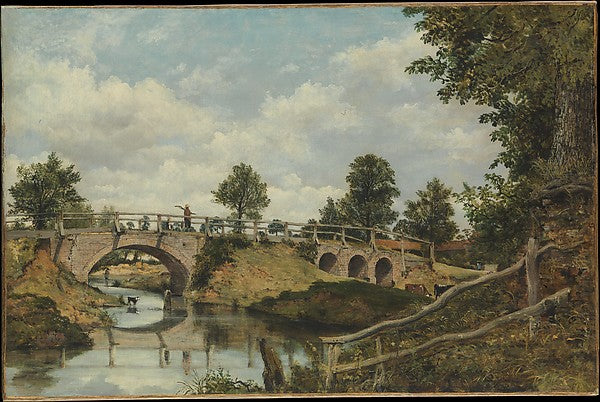 Frederick Waters Watts:An Old Bridge at Hendon Middlesex c18-16x12