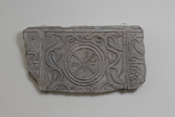 :Fragment of a Marble Sarcophagus 8th century -16x12
