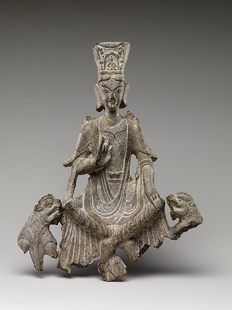 Seated Buddha with Two Lions late 5th–early 6th cent,  Poster Print Wall Art