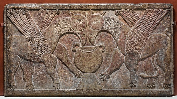 :Relief Panel with Two Griffins Drinking from a Cup late 9th-16x12"(A3) Poster