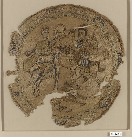 :Roundel with Mounted Warriors and a Lion probably 6th–7th c-16x12"(A3) Poster