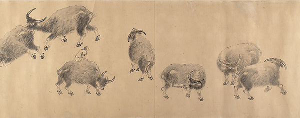 Water Buffaloes dated 1639-Zhang Hong, 16x12"(A3) Poster