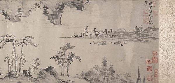 River Landscape dated 1578-Xiang Yuanbian,Classic Ming China Image,  Poster Print Wall Art