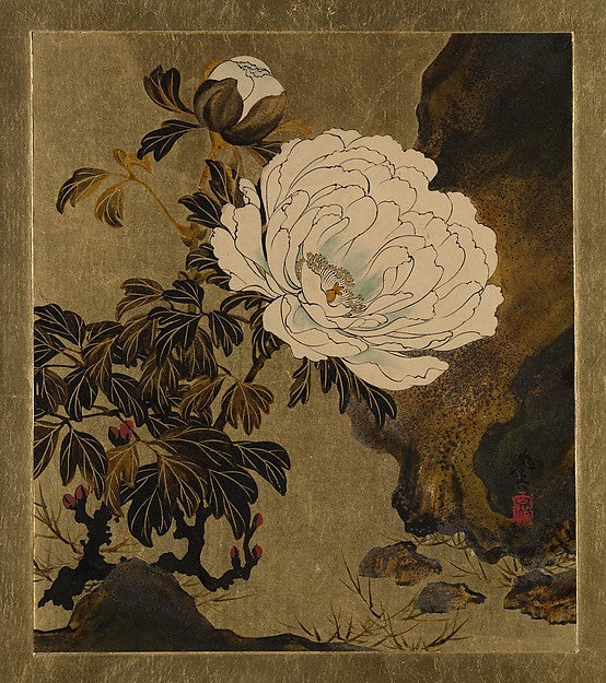 Lacquer Paintings of Various Subjects: Peonies 1882-Shibata Ze,  Poster Print
