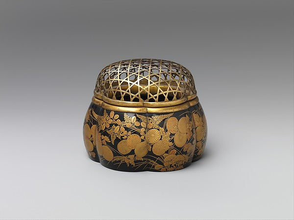 Incense Burner in the Shape of a Melon with Autumn Flowers and,Classic Ming China Image,  Poster Print Wall Art