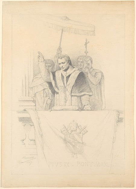 Pope Pius IX Imparting the Blessing Urbi et Orbi 1835–59-Franç,16x12"(A3) Poster