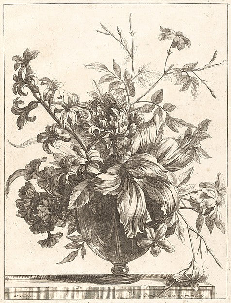 [Flowers Arranged in a Glass Vase] about 1659-Jean-Baptiste Mo,16x12"(A3)Poster