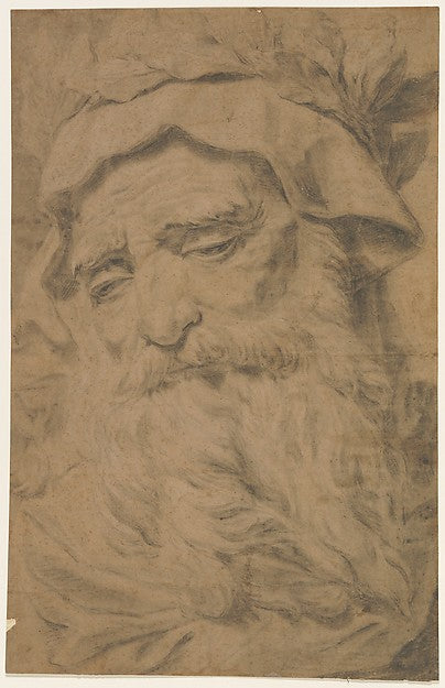 Head of a Bearded Old Man Wearing a Laurel Crown mid-18th–earl,16x12"(A3) Poster