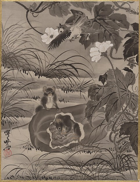 ,Mice in a Melon c1887-Kawanabe Ky?sai,16x12"(A3) Poster