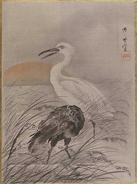 Cranes in Marsh c1887-Kawanabe Ky?sai,  Poster Print