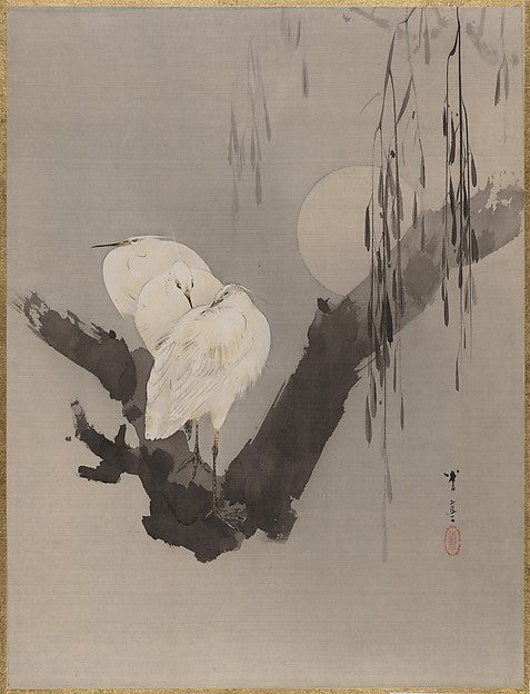 Egrets in a Tree at Night c1887-Watanabe Seitei,  Poster Print