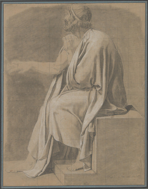 Figure Study for "The Death of Socrates" c1786-87-Jacques Loui,16x12"(A3) Poster
