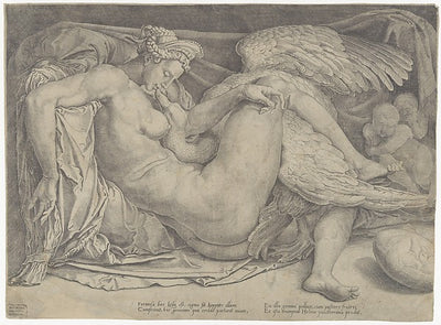 Leda and the Swan 1544–66-Cornelis Bos,After Michelangelo Buo,16x12"(A3)Poster