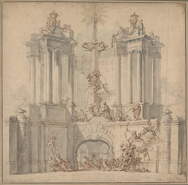 Fireworks Display for the Convalescence of Louis XV 1726-Jacqu,16x12"(A3) Poster