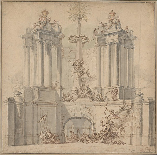 Fireworks Display for the Convalescence of Louis XV 1726-Jacqu,16x12"(A3) Poster