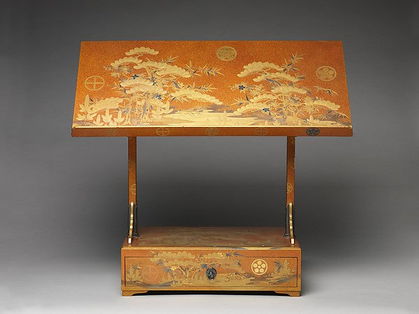 Reading Stand with Design of Pine Bamboo and Cherry Blossom,Classic Ming China Image,  Poster Print Wall Art