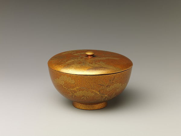 Covered Bowl with Design of Pine Bamboo and Cherry Blossom 1,  Poster Print Wall Art