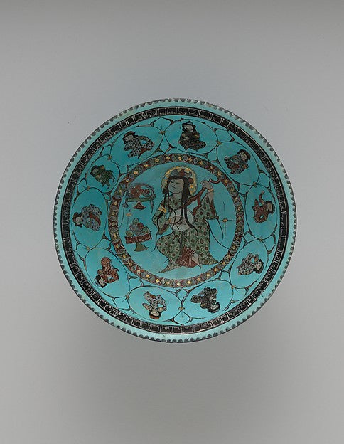 :Turquoise Bowl with Lute Player and Audience late 12th–earl-16x12"(A3) Poster