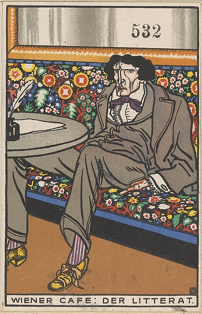 Viennese Café: The Man of Letters  1911-Moriz Jung  Moravia 18, Poster Print