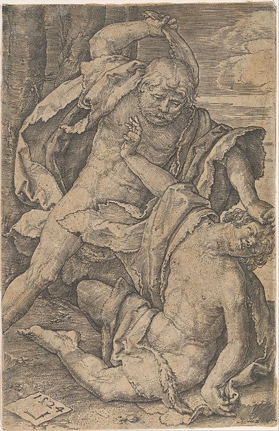 Cain Killing Abel 1524-Lucas van Leyden,  Poster Print Wall Art