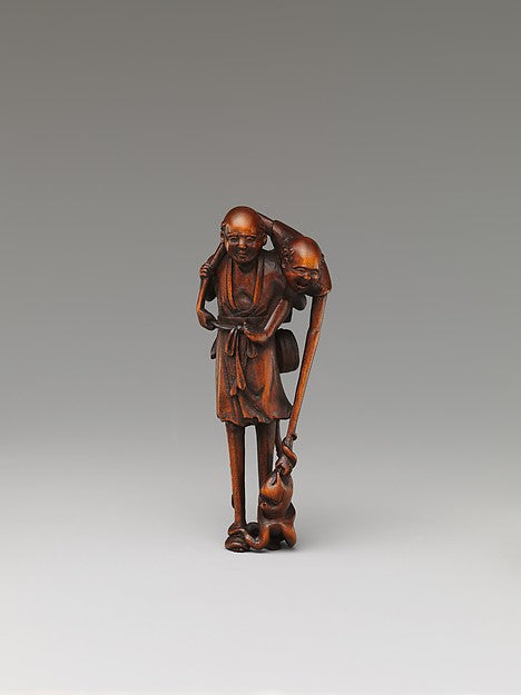 Netsuke of Ashinaga and Tenaga with an Octopus 18th cent,  Poster Print Wall Art