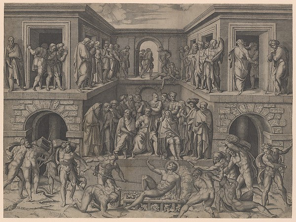 The Martyrdom of Saint Lawrence  after Bandinelli c1520-Marcan,  Poster Print Wall Art
