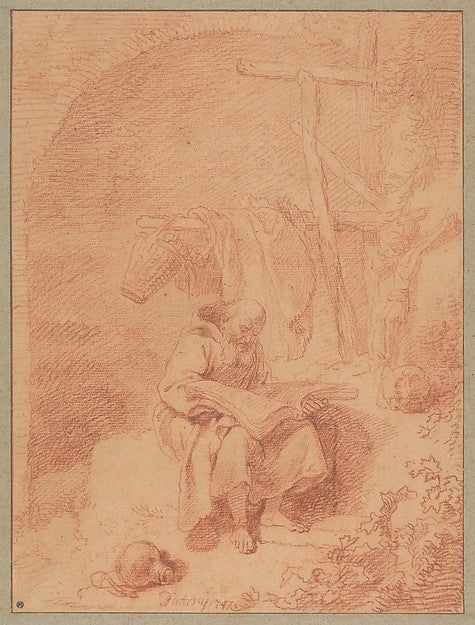 Saint Francis Reading 1747-Christian Wilhelm Ernst Dietrich,16x12"(A3) Poster