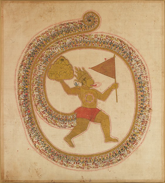 Hanuman Bearing the Mountaintop with Medicinal Herbs c1800,  Poster Print Wall Art