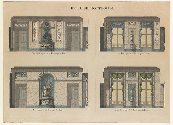 Longitudinal and Cross Sections of the Dining Rooms of the Hôt, Poster Print