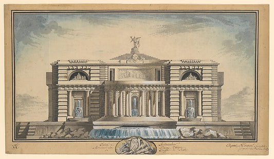 Design for a Neoclassical Building  Thought to be a School of,16x12"(A3)Poster