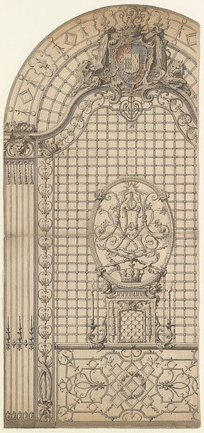 Design for the Wrought-Iron Entrance Grille of a Chapel c1700–,16x12