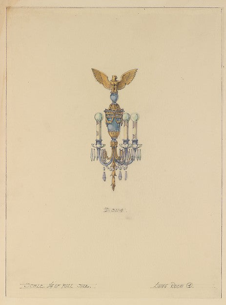 Design for wall fixture c1905–20 Possibly Tiffany Glass Compan,  Poster Print Wall Art